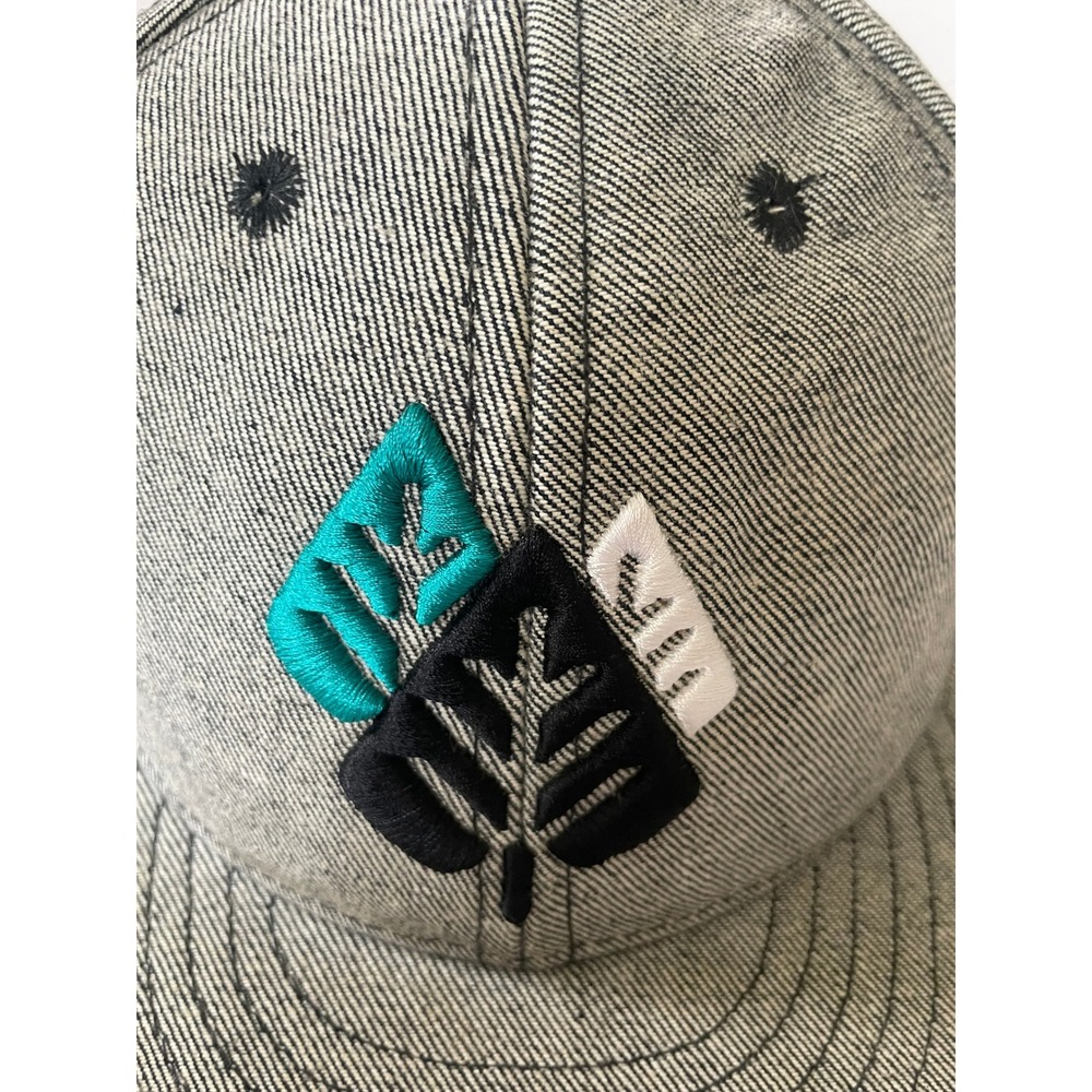 Estate LA Mens OSFM Snapback Hat Grey Verde Leaf Embroidered Denim Streetwear - Picture 13 of 13